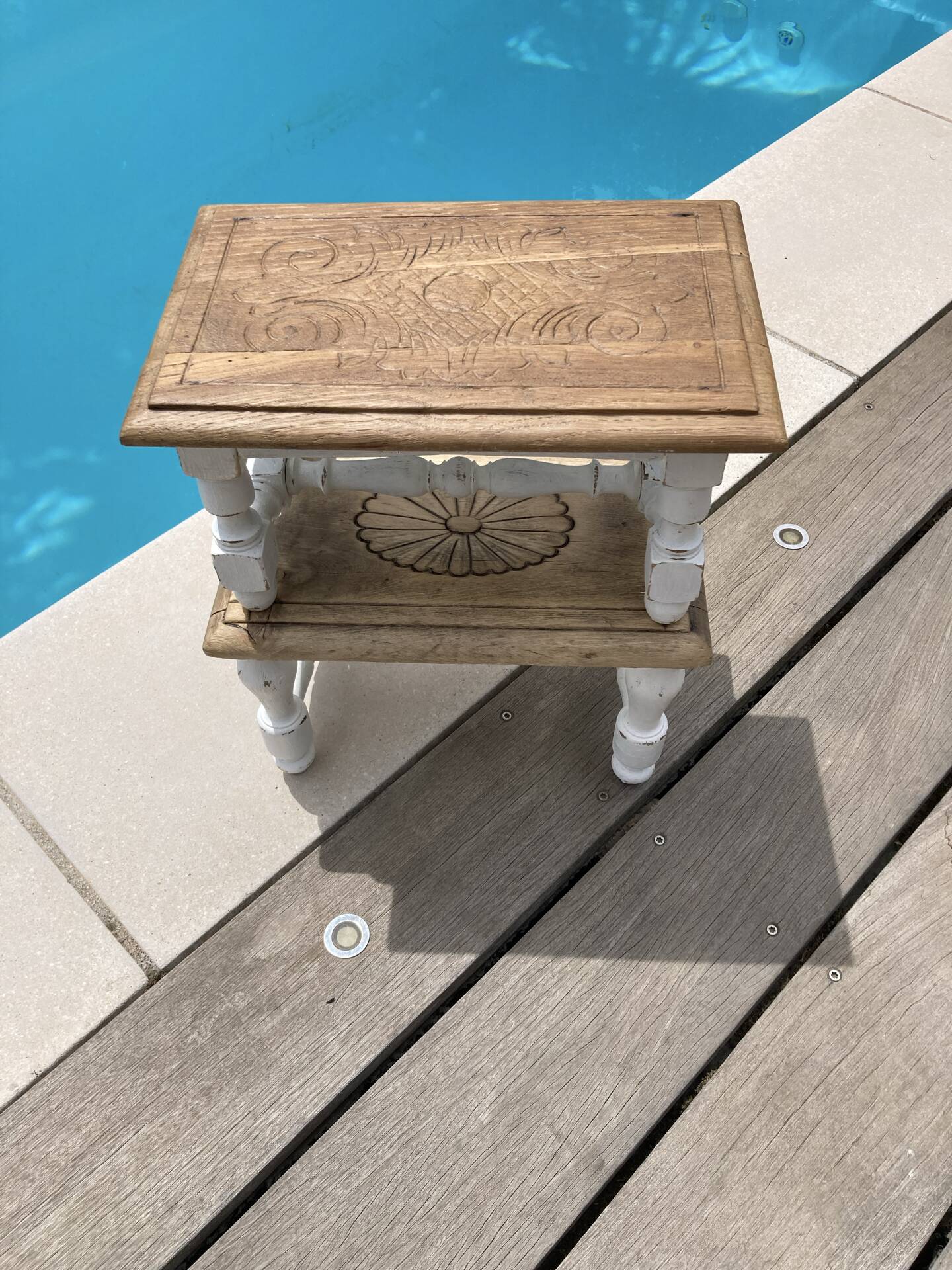 Lot de 2 petits tabourets relookes maison de campagne