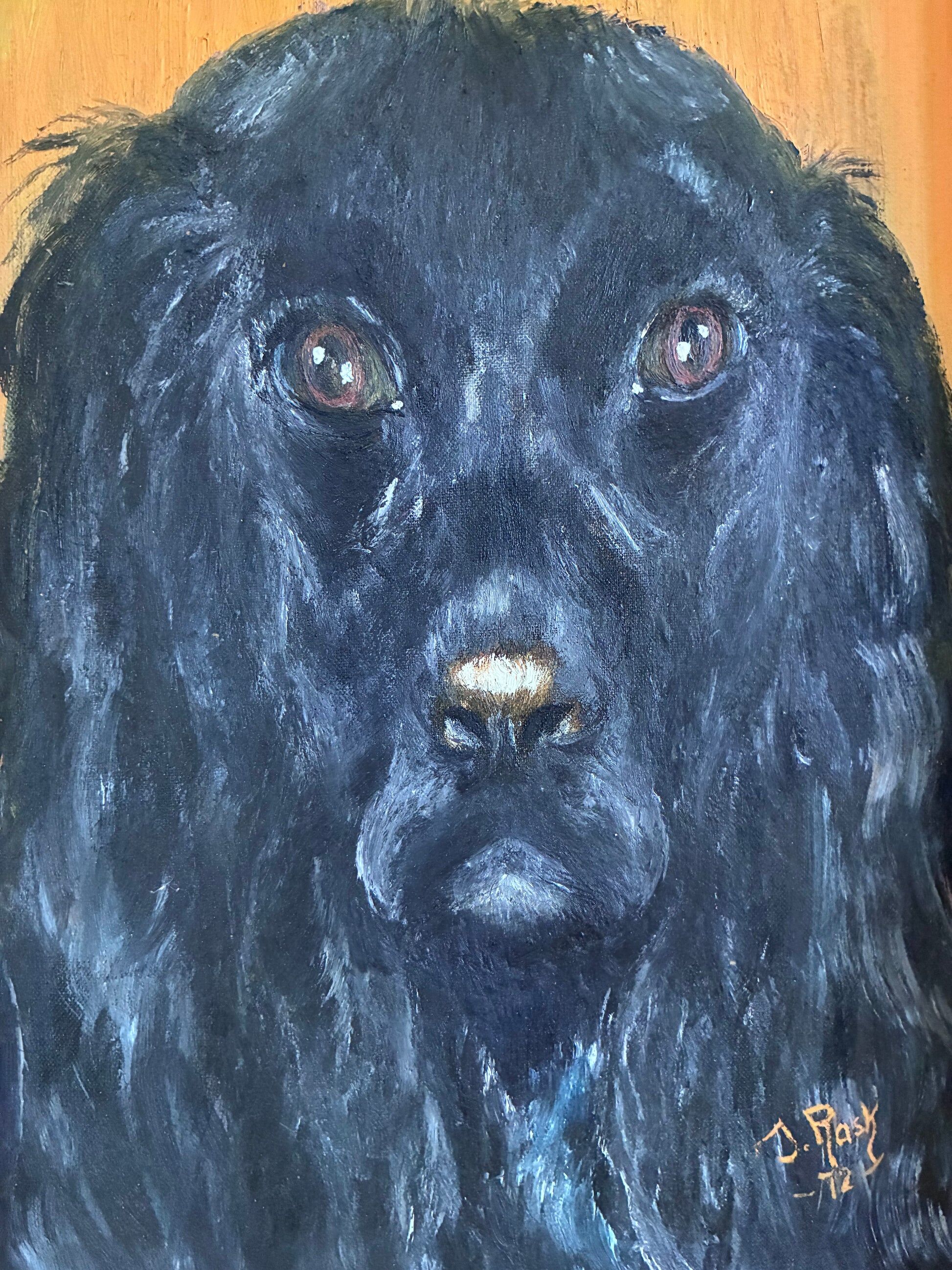Vintage original dog portrait oil paintings set