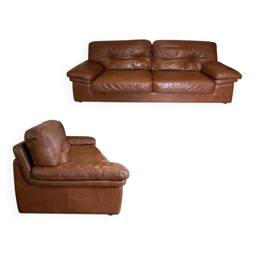 Lot 2 Canapés Cuir Roche Bobois – Rouge – 224 Cm – Excellent état