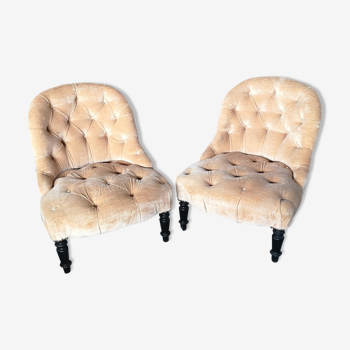 Pair of velvet toad armchairs