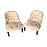 Paire de fauteuils crapaud en velours