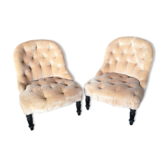 Paire de fauteuils crapaud en velours