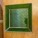 Bowl antique molded glass green + brass vintage