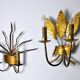Pair of floral wall lamps by Ferroarte, regency, Spain, 1970