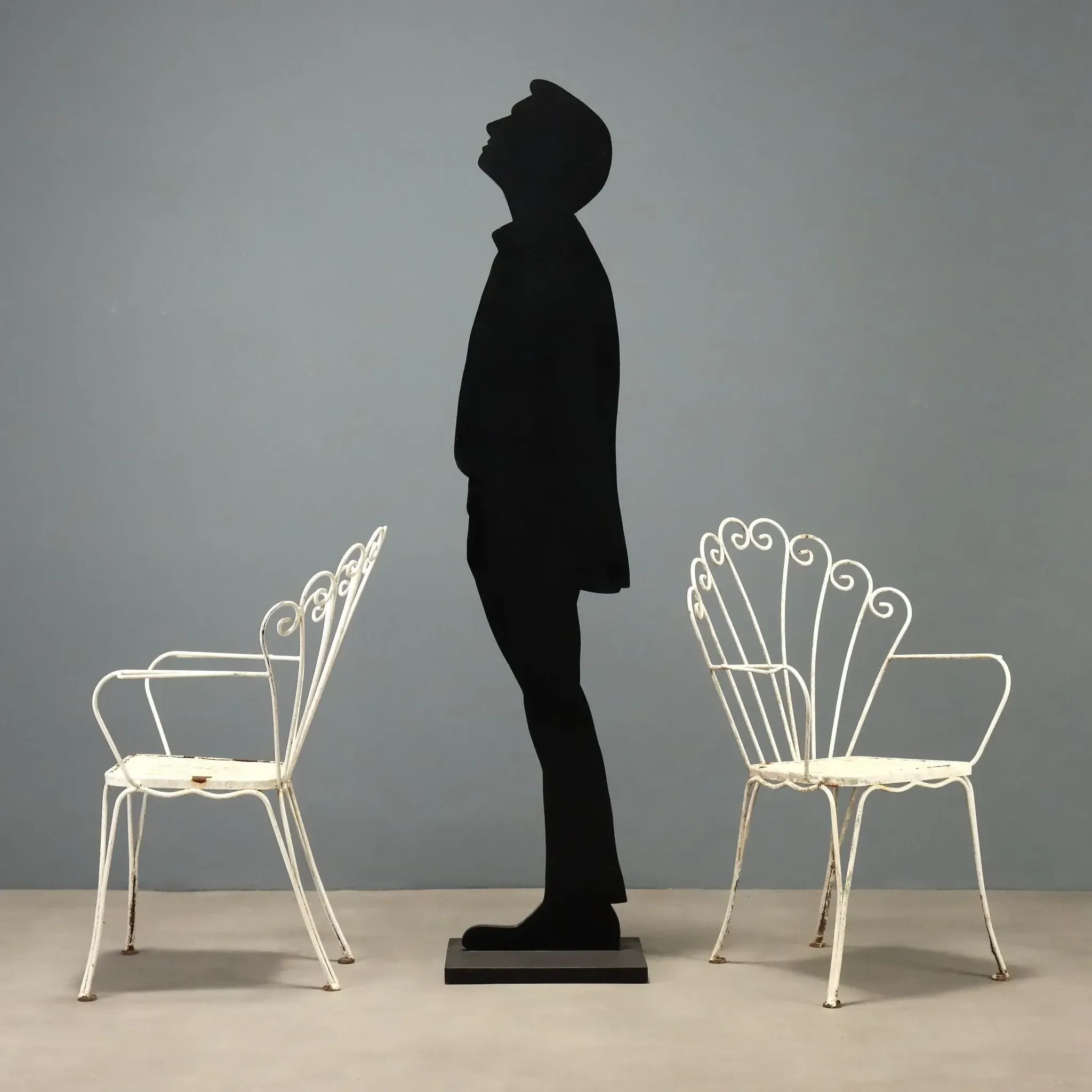 Vintage white lacquered iron garden chairs, Italy, 1950s