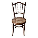 Bistro chair in turned wood and cane