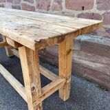 Table industrielle primitive établi en bois naturel brut vintage bohême commerce magasin