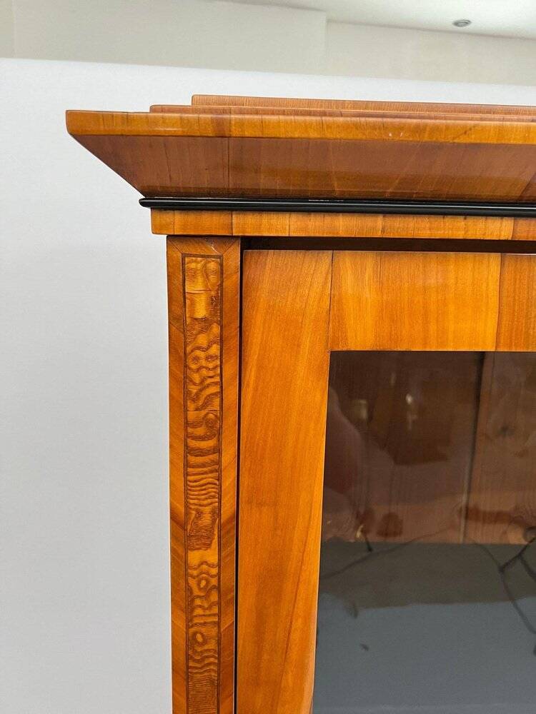 Biedermeier Display Cabinet in Cherry Veneer, Ash Burl, Austria, 1820s