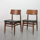 Danish Solid Teak Wooden Dining Chairs with Black Leatherette Seating 1960s