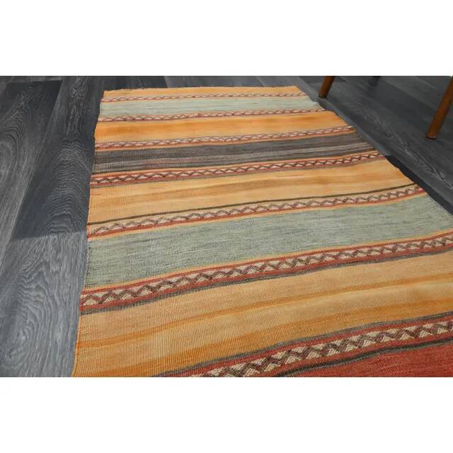 1970s Vintage Turkish Oushak Handmade Wool Cotton Orange Runner Rug 83x284