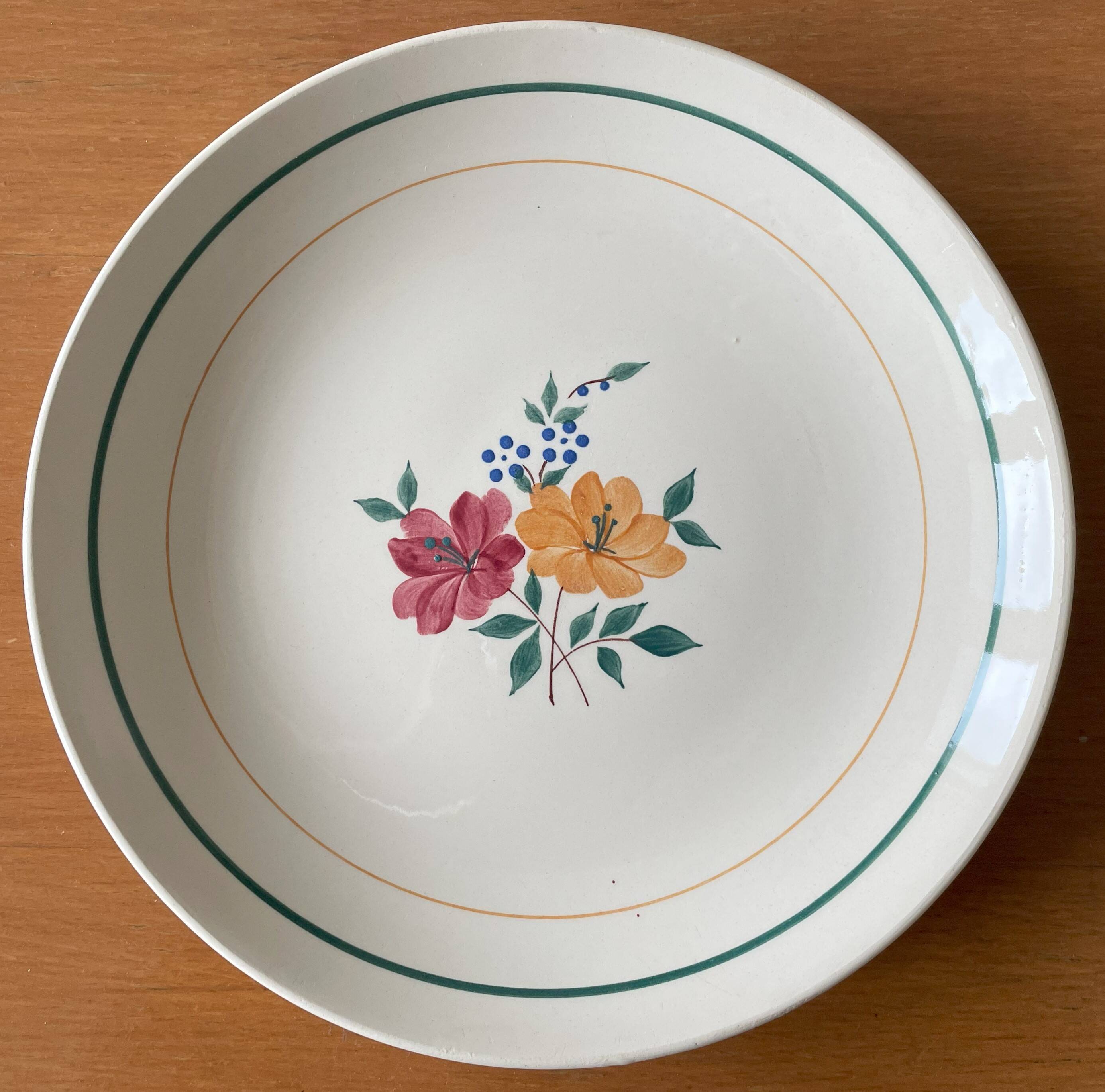 6 old earthenware dessert plates from Saint-Amand (North)