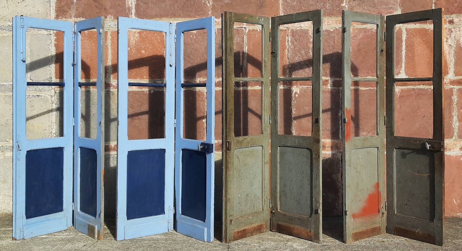 Double doors, two leaves, solid wood (Set of 4)