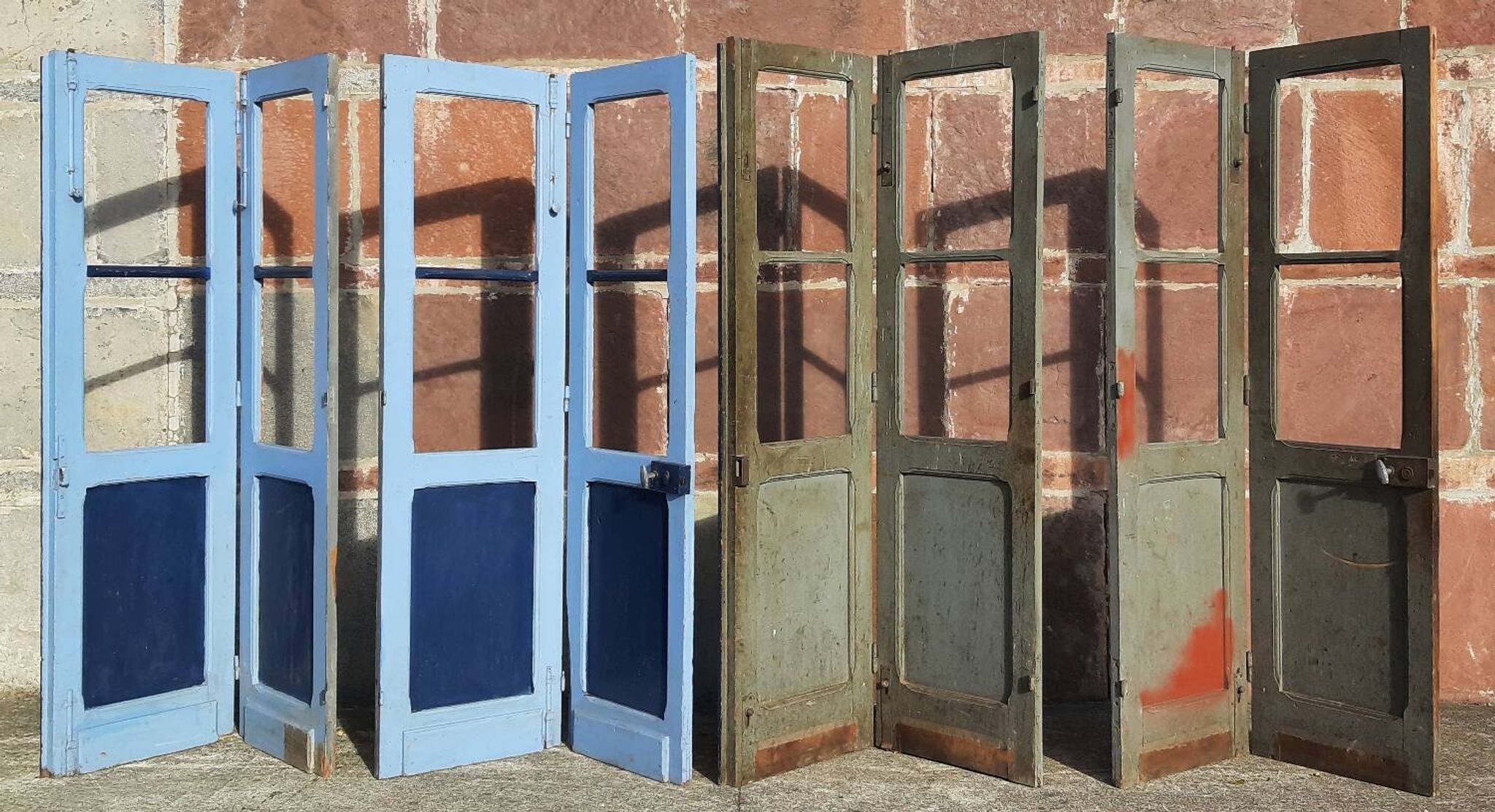 Portes doubles, deux battants, bois massif (Lot de 4)