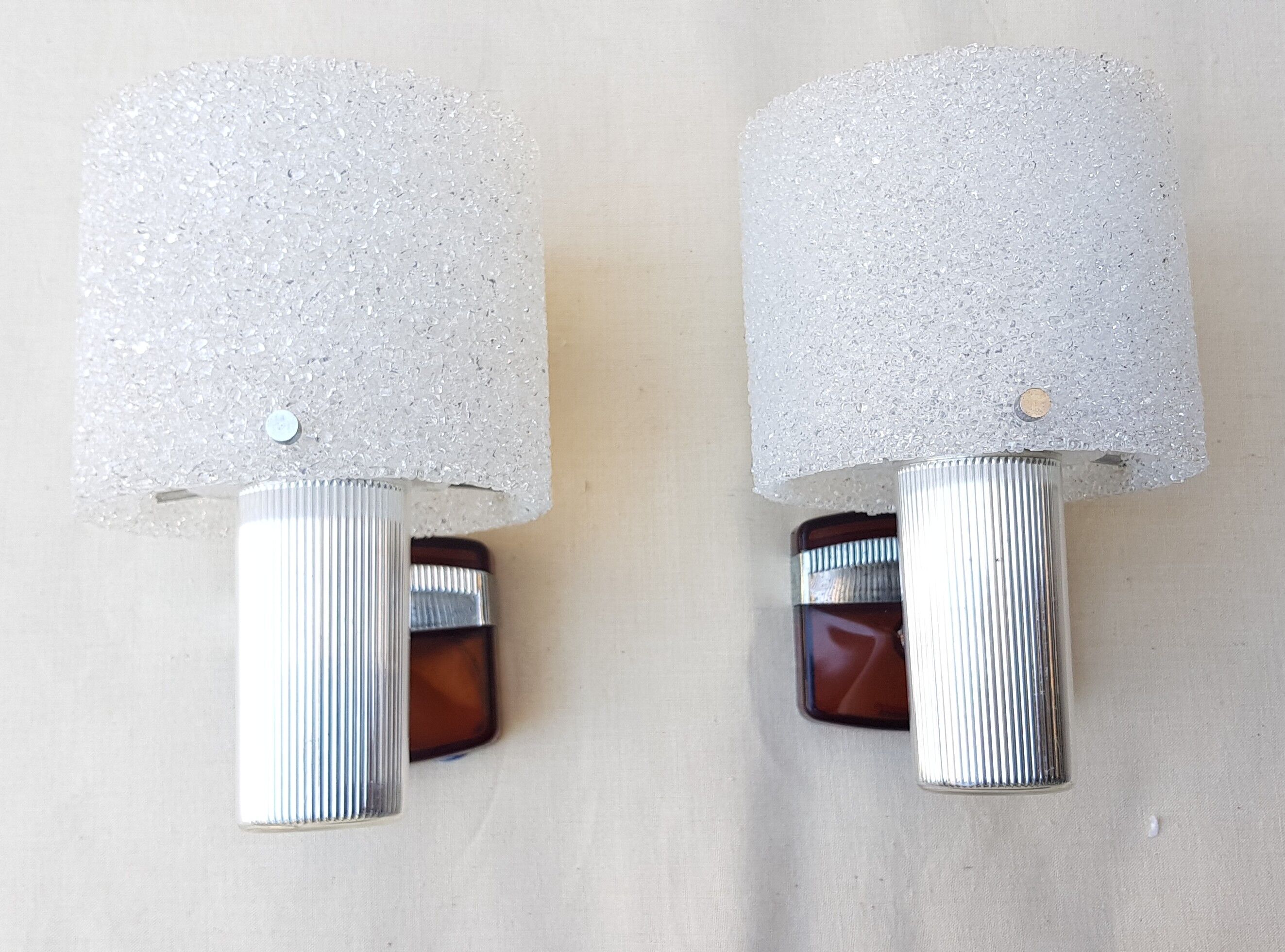 Pair of 70's Plexiglas and perspex appliques