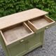 Renovated old Parisian buffet – Clay Green Envie & wooden top – 99 cm