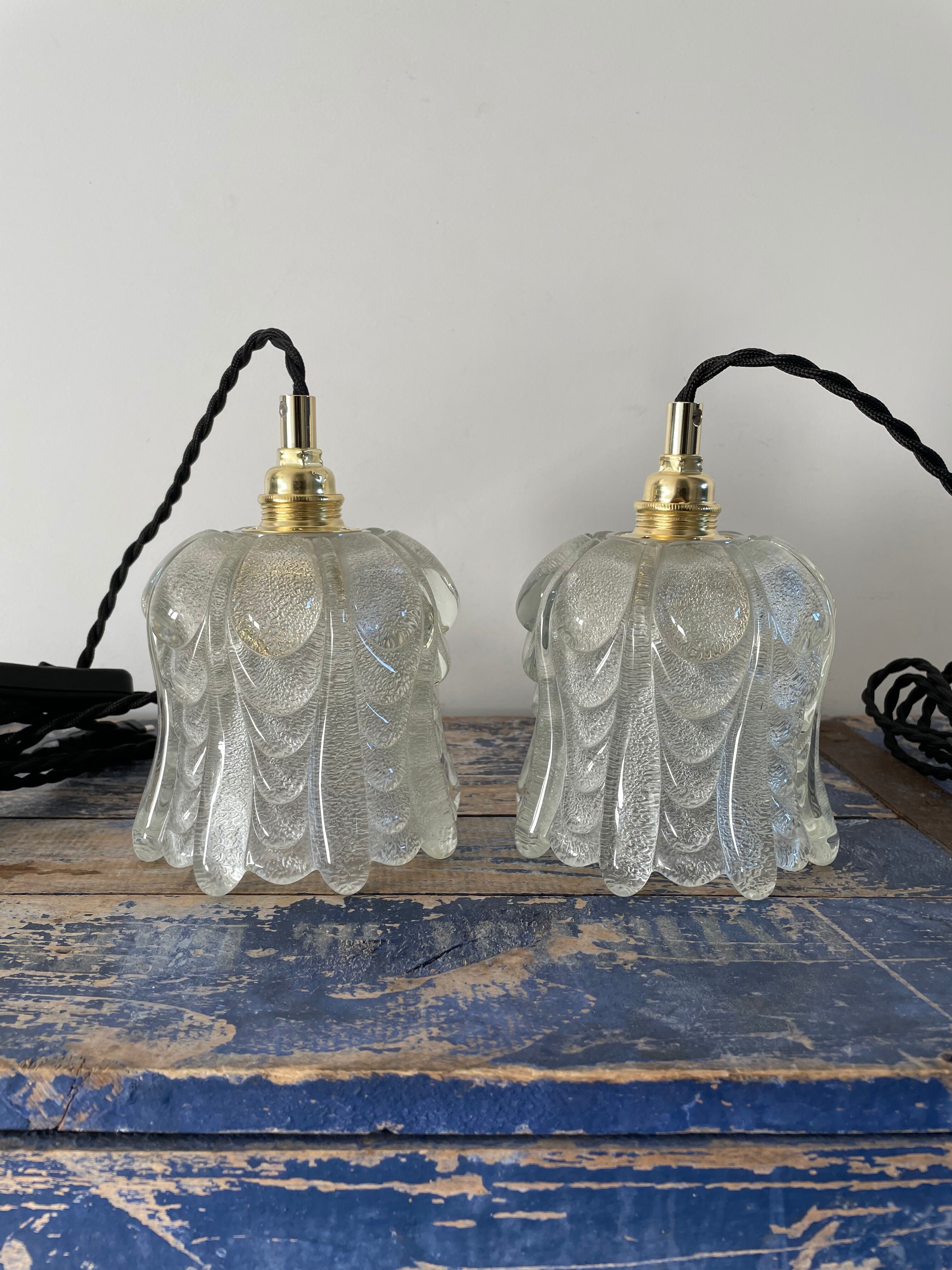 Set of two vintage electric chiseled glass handhelds