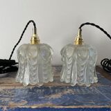 Set of two vintage electric chiseled glass handhelds