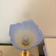 Blue and gold brass table lamp with opaline tulip Art Nouveau