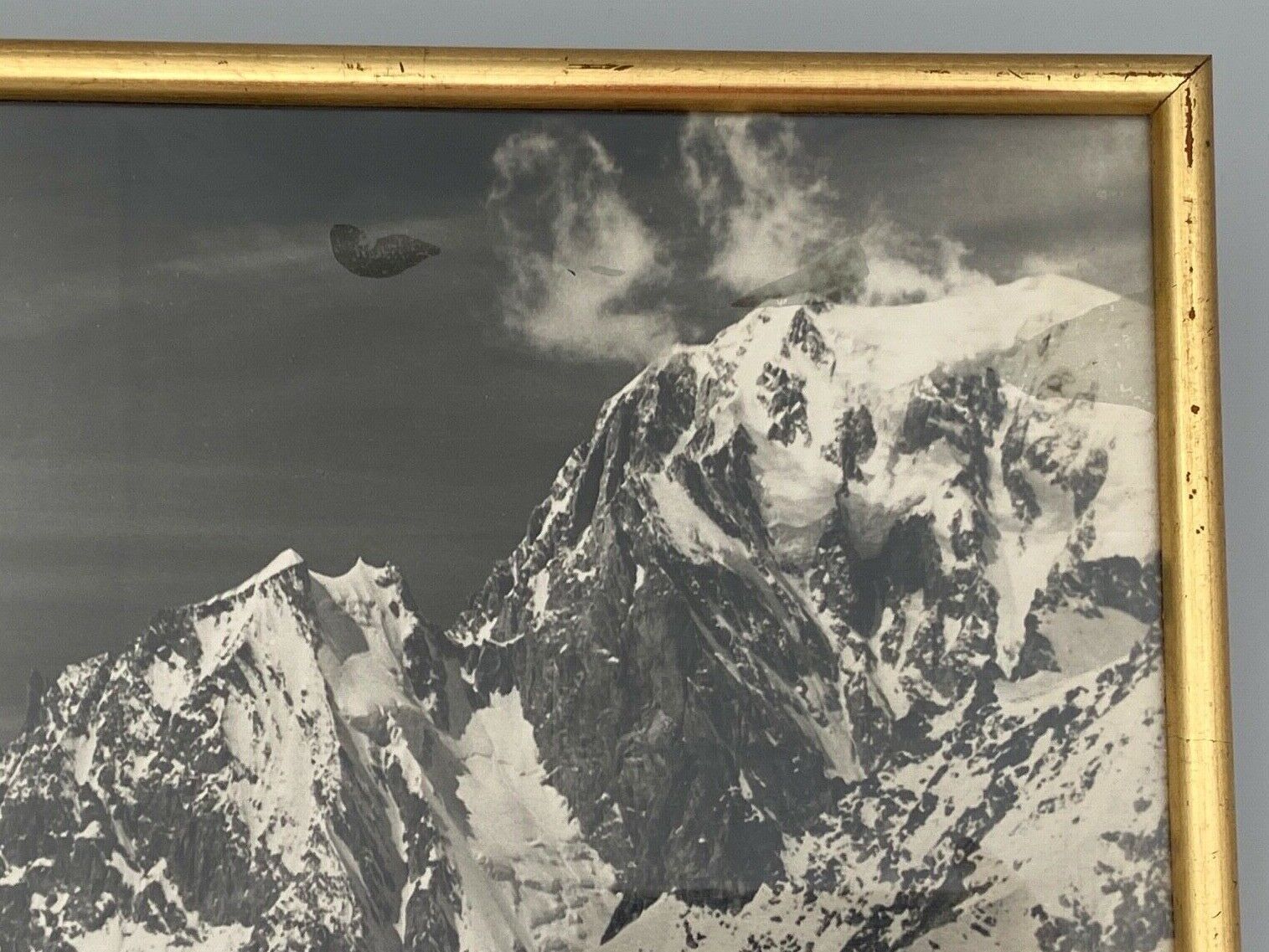 Old artistic photo in black and white Mountain Golden frame