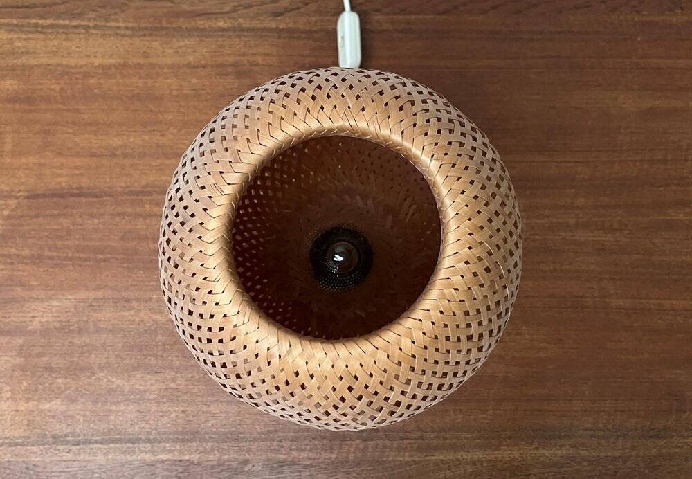 Vintage Scandinavian table lamp in bamboo and wood, 1970s.