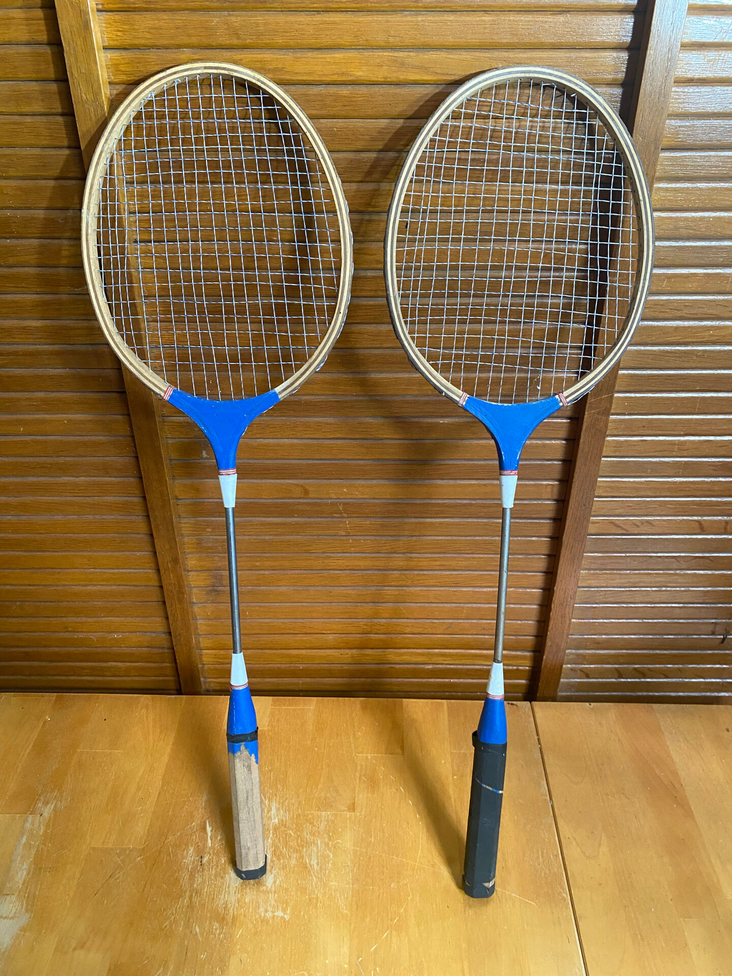 Paire Raquette Ancienne Badminton Bois Vintage