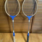 Pair of Vintage Wooden Badminton Rackets