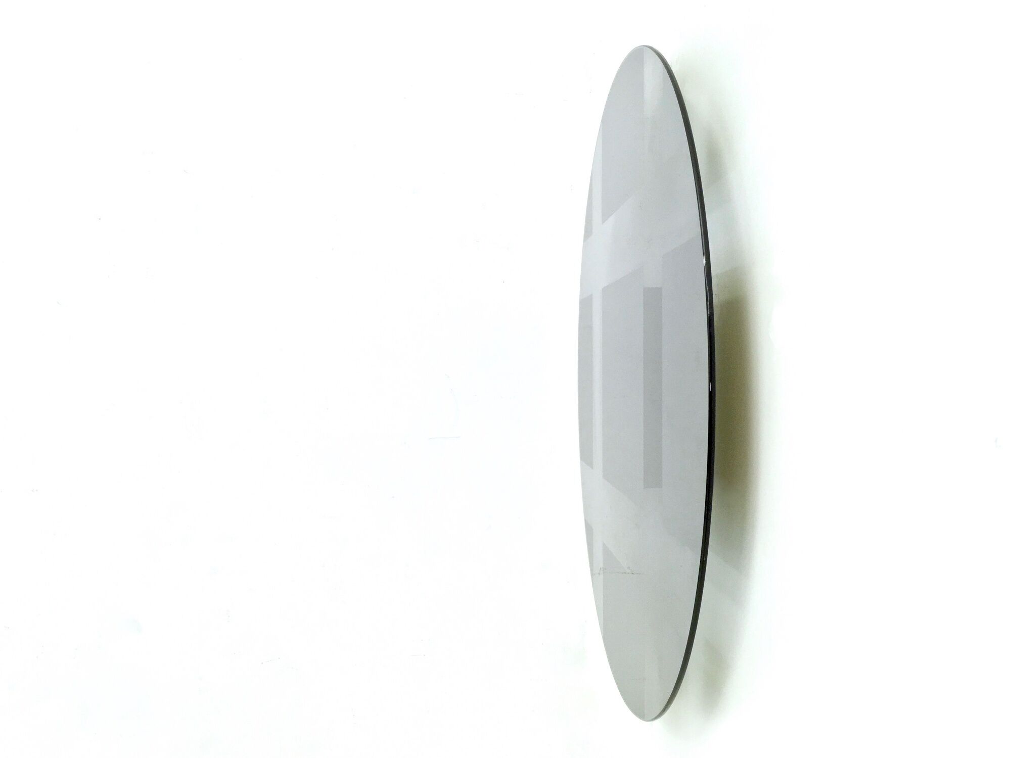 Postmodern round green-gray wall mirror "Andromeda" by Nanda Vigo, Italy 1976