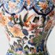 Dutch chinoiserie table lamp in polychrome Delftware, Makkum, with a new coral silk shade