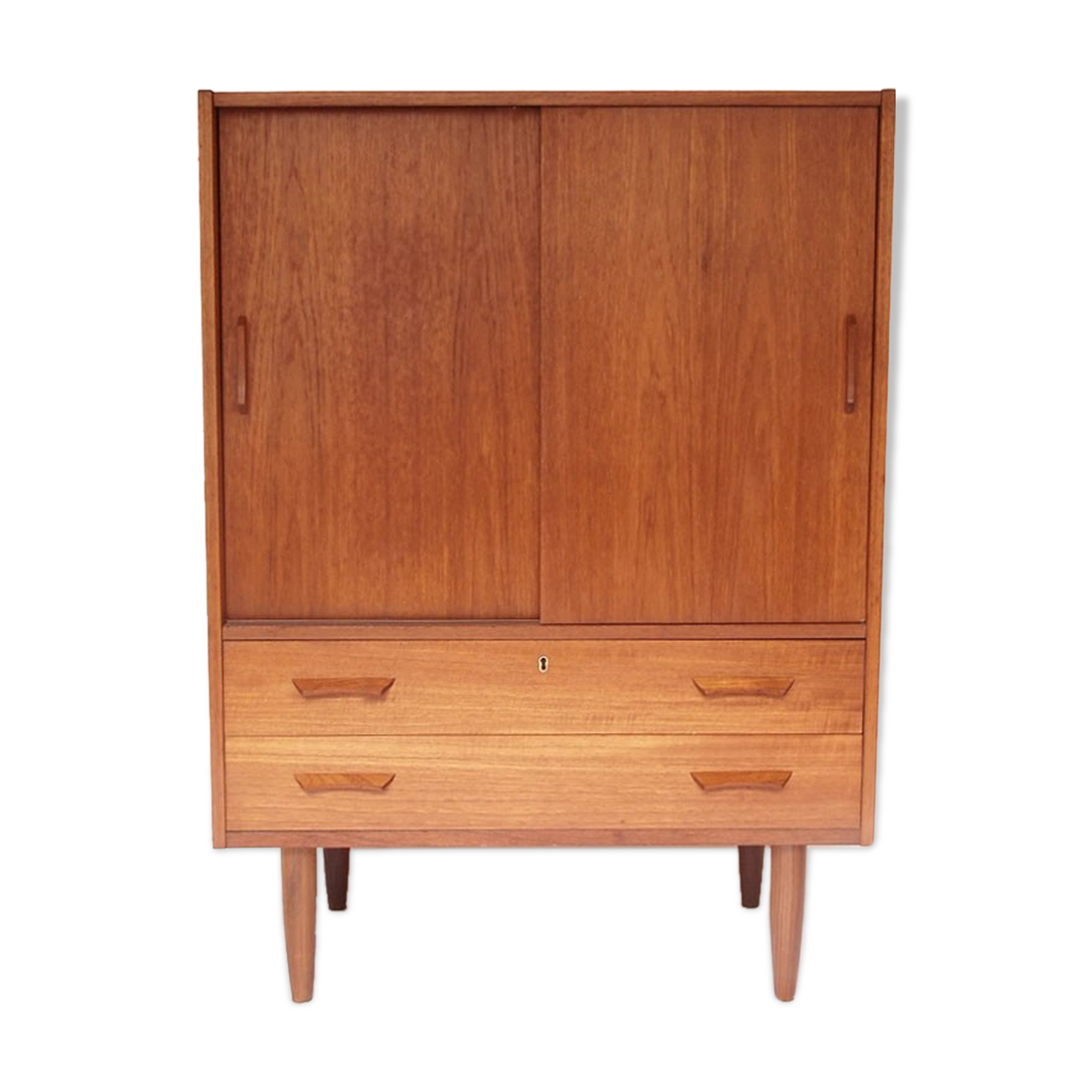 Vintage Danish Scandinavian chest of drawers, sliding doors and drawers