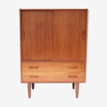 Vintage Danish Scandinavian chest of drawers, sliding doors and drawers
