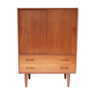 Vintage Danish Scandinavian chest of drawers, sliding doors and drawers