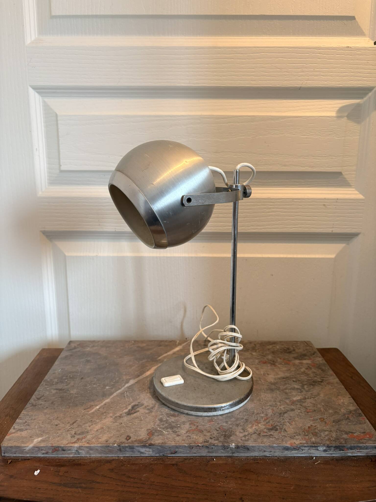 Old Vintage Retro Industrial Silver Metal Eyeball Lamp