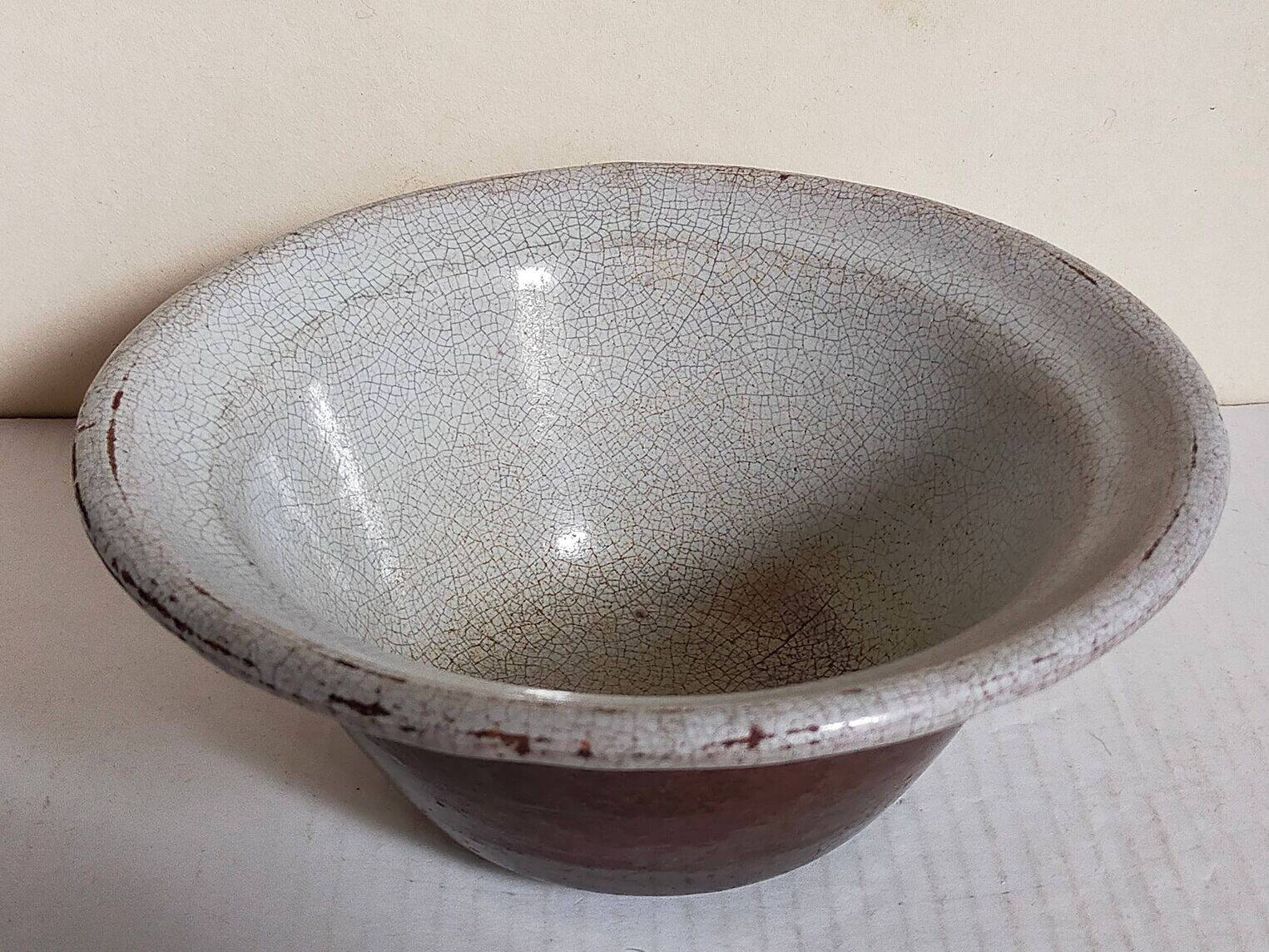 19th century enamelled earthenware salad bowl