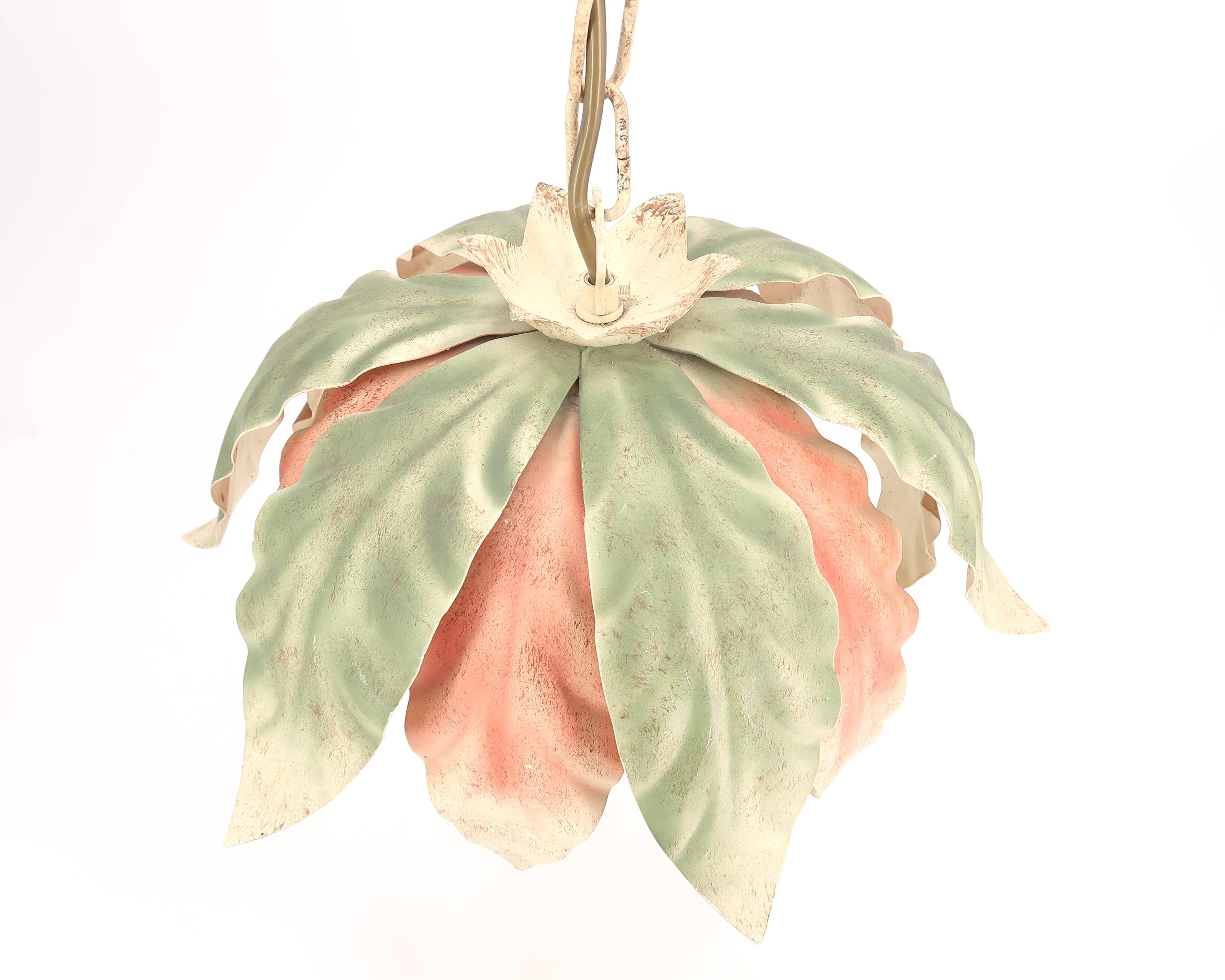 Flower and leaf suspension in pastel tones, 80s