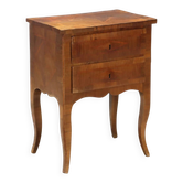 Antique baroque bedside table in walnut and rosewood, Italy, 18th century.