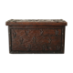 Coffre en bois sculpté bas reliefs artisanal XXème