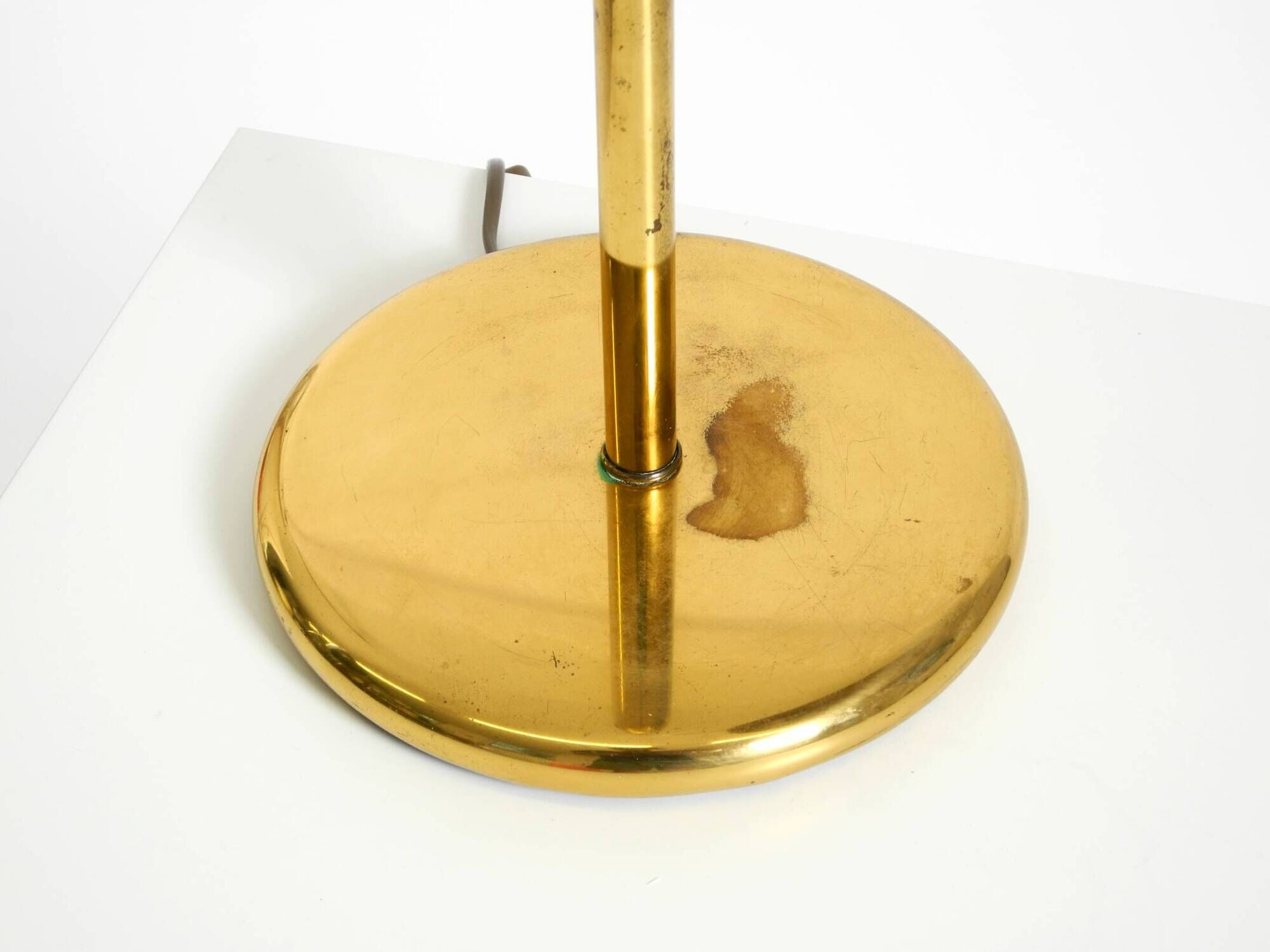 Large original brass table lamp with a conical shade, Mid-Century Modern
