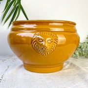 Vintage Ceramic Lion Head Soup Tureen - Honey, Made in France