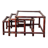 Suite of 3 bamboo nesting tables