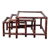 Suite of 3 bamboo nesting tables