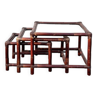 Suite of 3 bamboo nesting tables