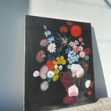 Bouquet de fleurs huile sur toile signé