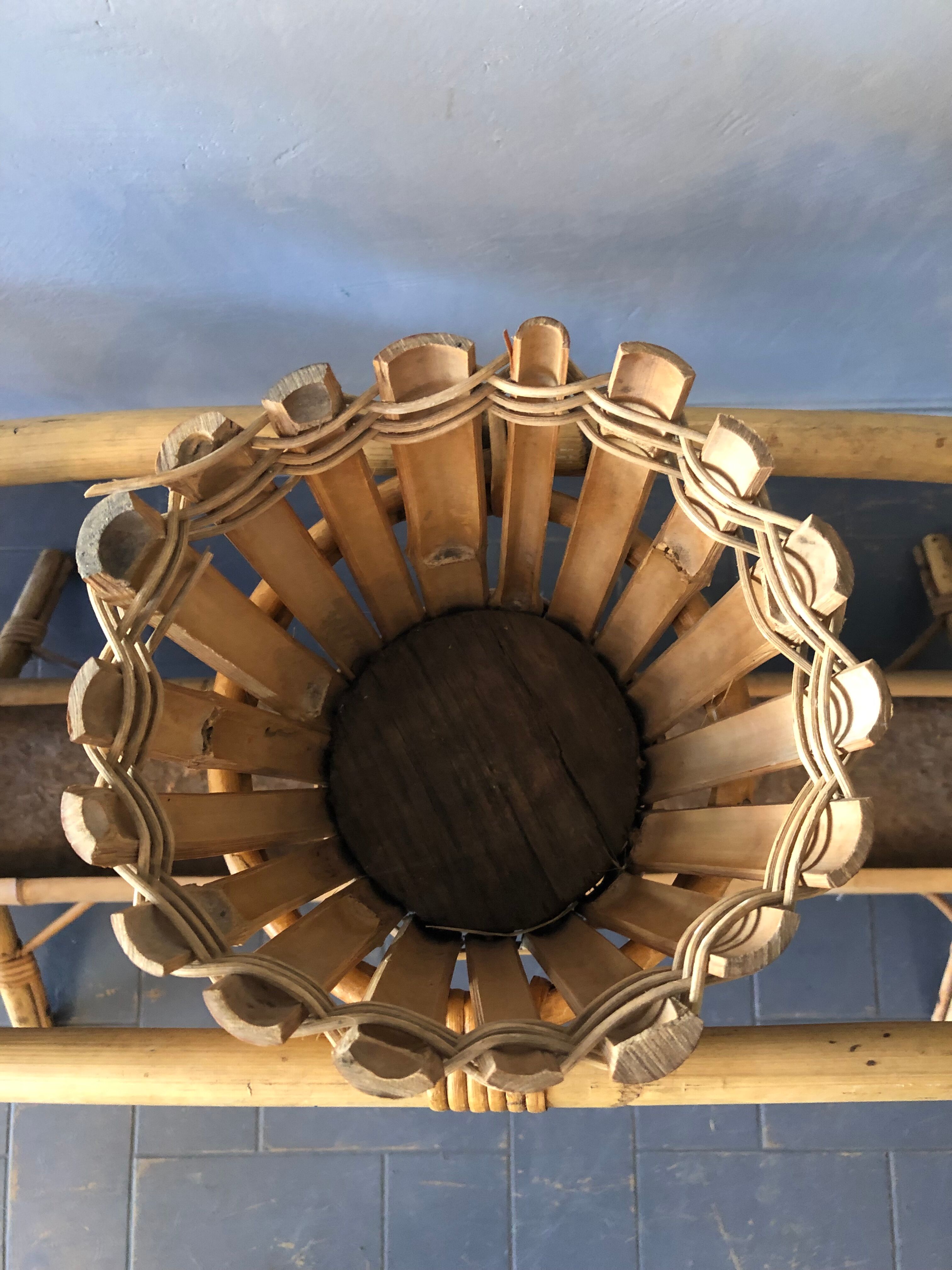 Rattan plant holder, 60s