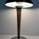 Pair of vintage 1980s wood and chrome ocean liner lamps