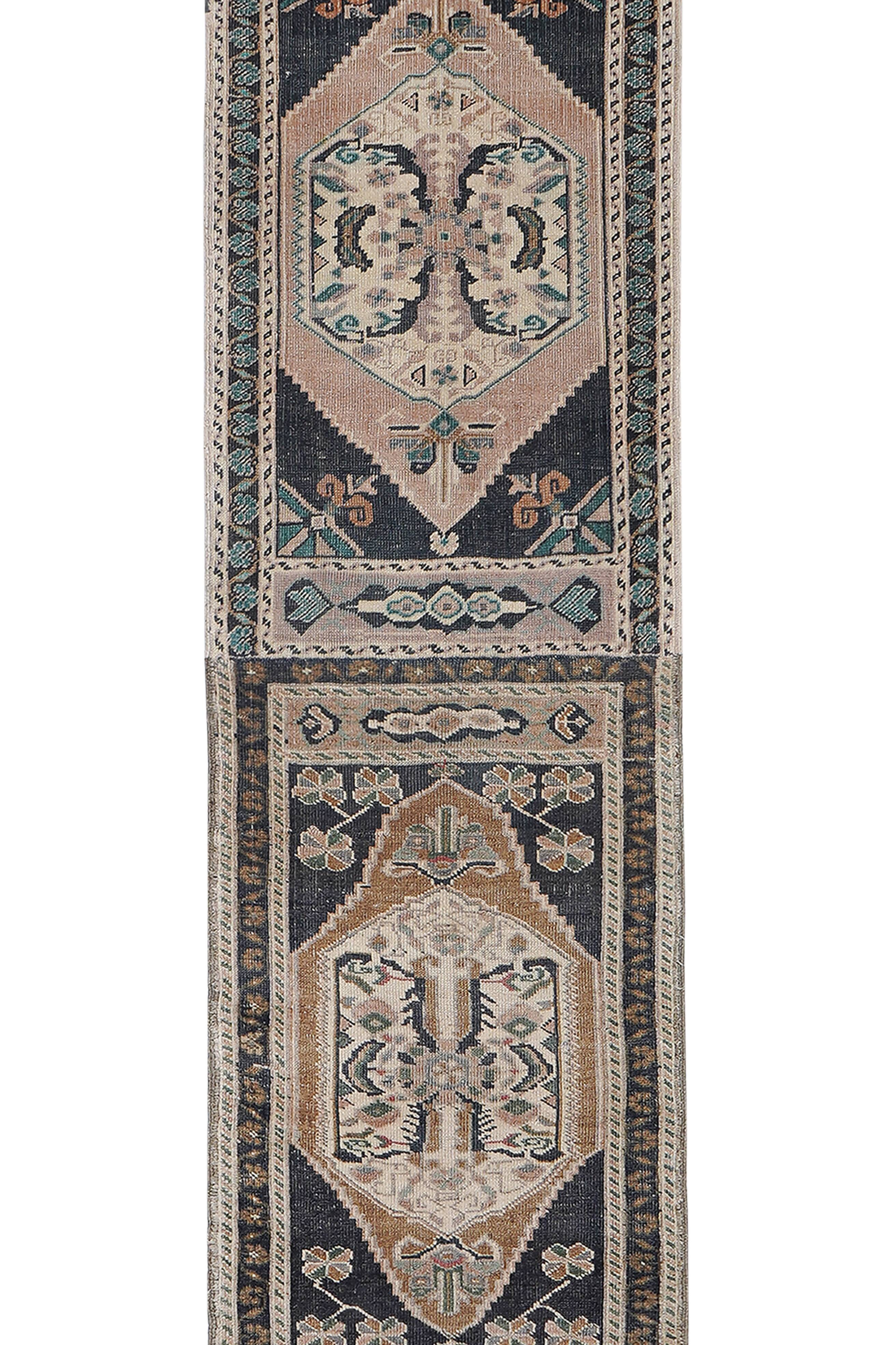 Vintage Turkish Oushak Rug Handwoven 59x200 cm