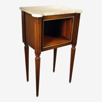 Mahogany and marble bedside table