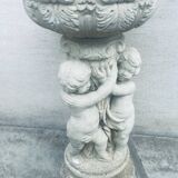 Garden statues 3 angels child stone decoration cup