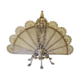 Antique french bronze fireplace screen peacock, from around 1900.