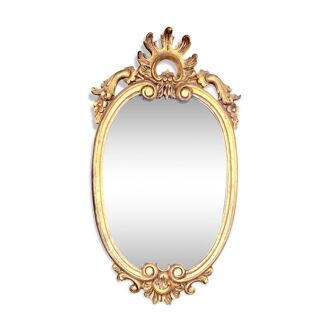 Baroque wall mirror in gilded plaster - height: 62 cm