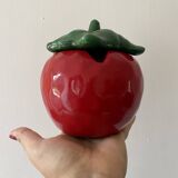 Mustard pot or jam maker in tomato-shaped slip